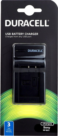 Karikues baterie për kamera Duracell DRS5963 NP-BX1, USB, i zi