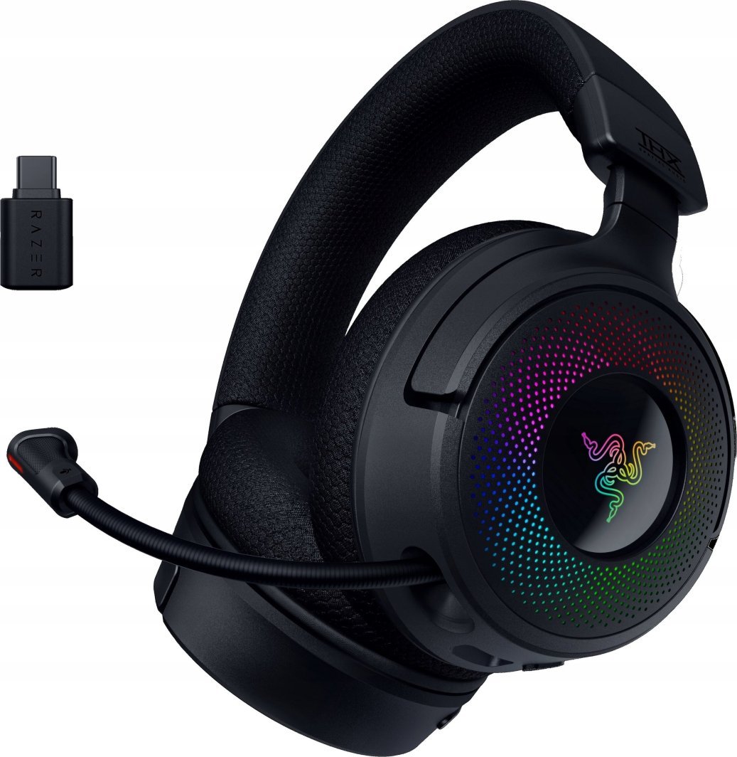 Kufje gaming Razer Kraken V4 Wireless, pa tela, RGB, të zeza