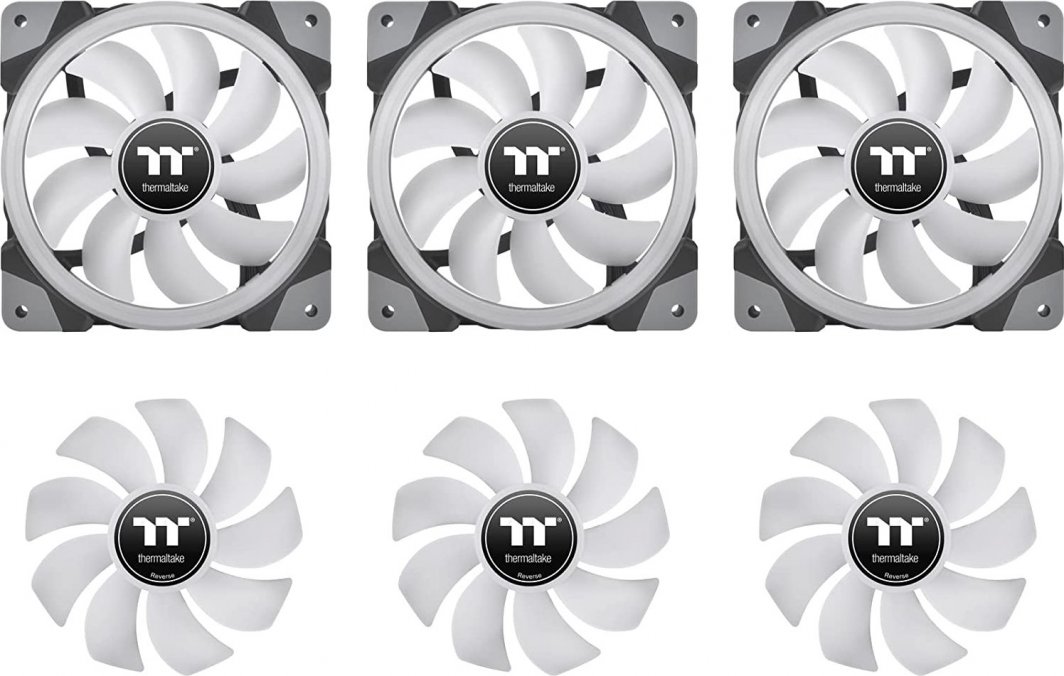 Ventilatorë PC Thermaltake SWAFAN 12 RGB, set 3 copë me hub, 120mm, të zinj