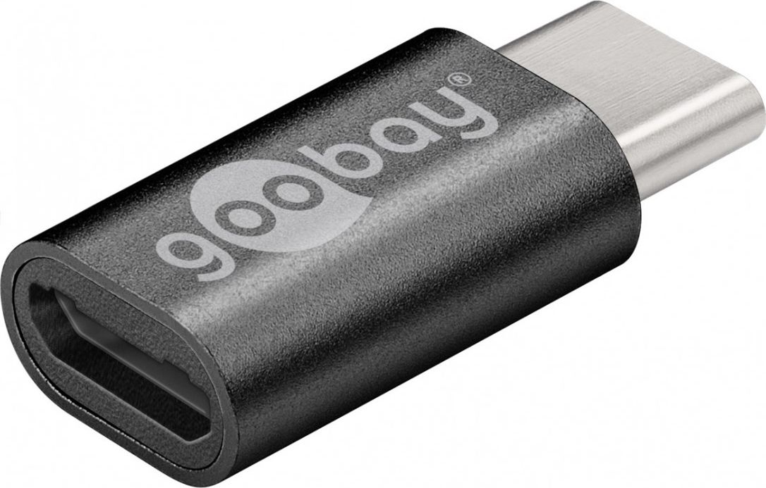 Adapter USB Goobay 56635, USB C në micro USB 2.0, i zi