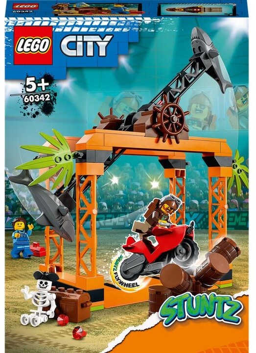 Set lodër LEGO® City 60342 Shark Stunt Challenge, 122 pjesë