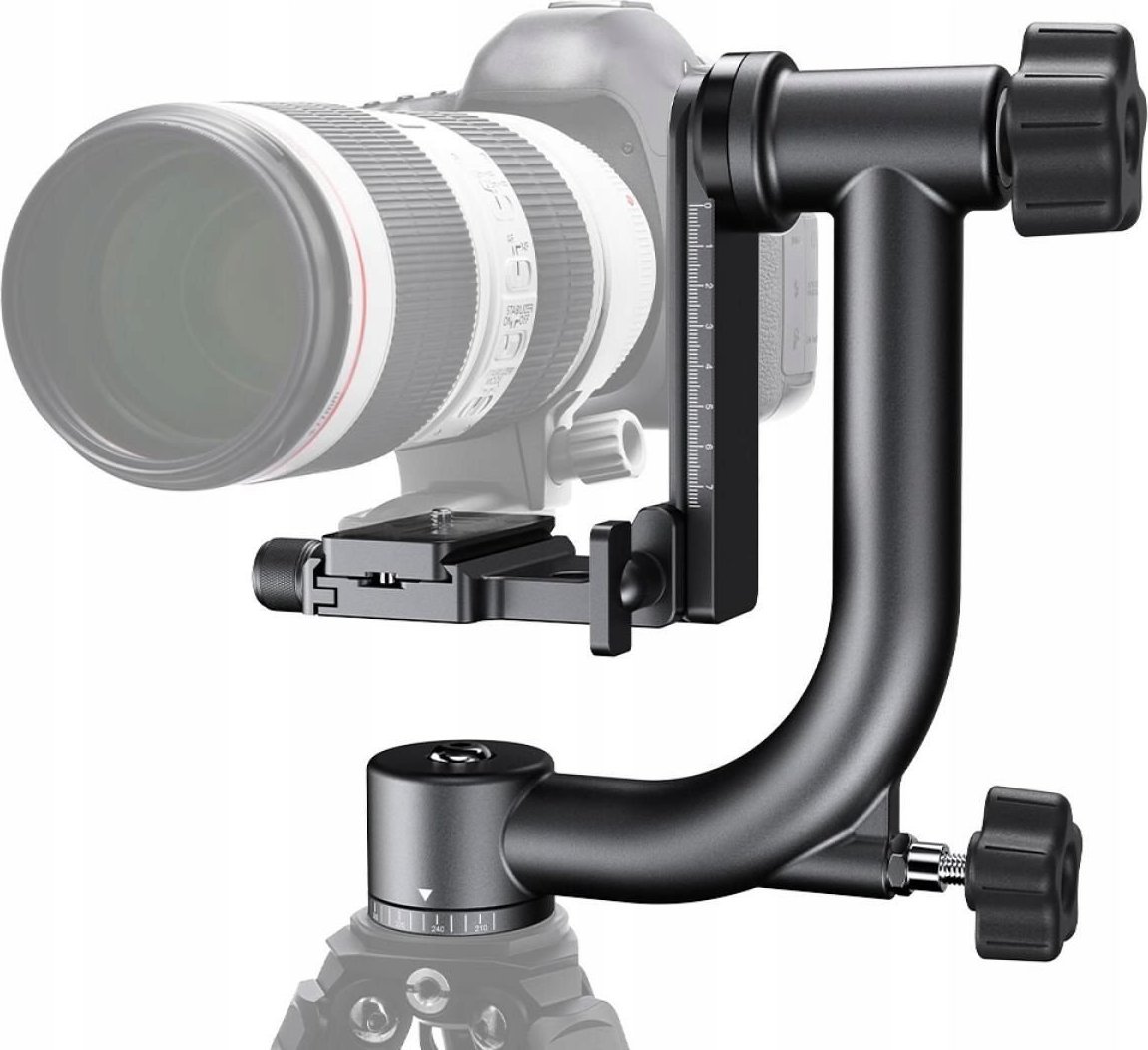 Kokë panoramike gimbal K&amp;F Concept KF31.033, kapacitet 20kg, alumini, e zezë