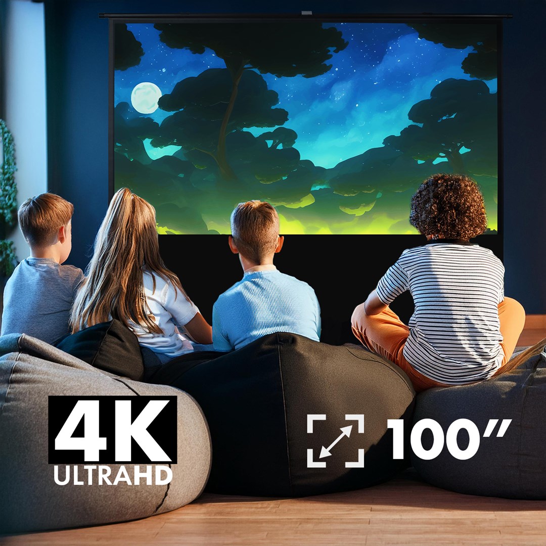 Ekran për projektor Maclean MC-213, 100", 16:10, i bardhë/zi