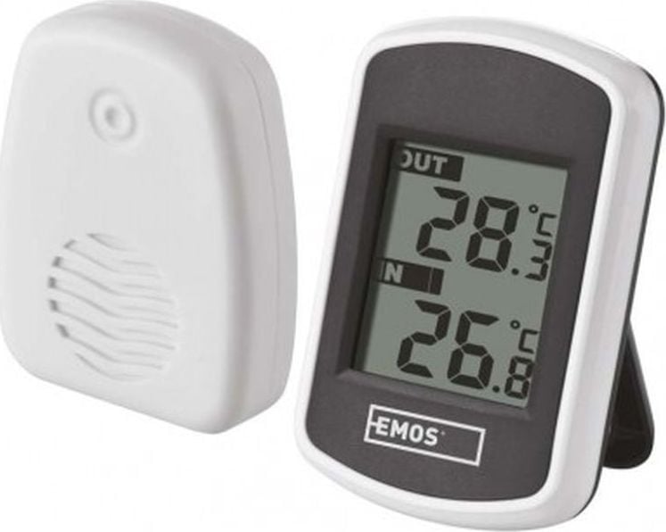 Termometër wireless EMOS E0042, për brenda dhe jashtë, ekran dixhital, i bardhë