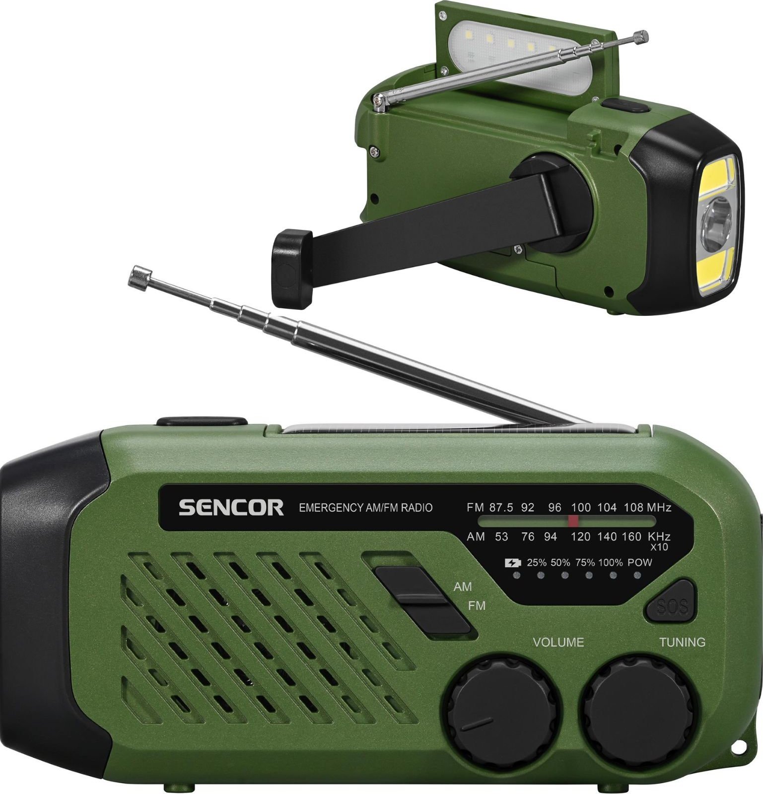 Radio portative Sencor SRD 1000SCL, panel diellor, sirenë emergjence, gri
