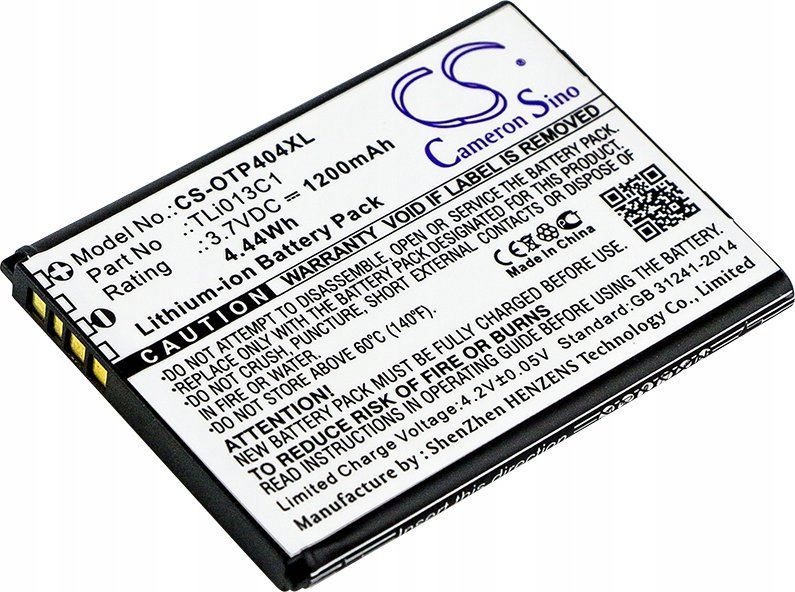 Bateri telefoni Cameron Sino për Alcatel One Touch, 1200mAh, 3.7V, e zezë