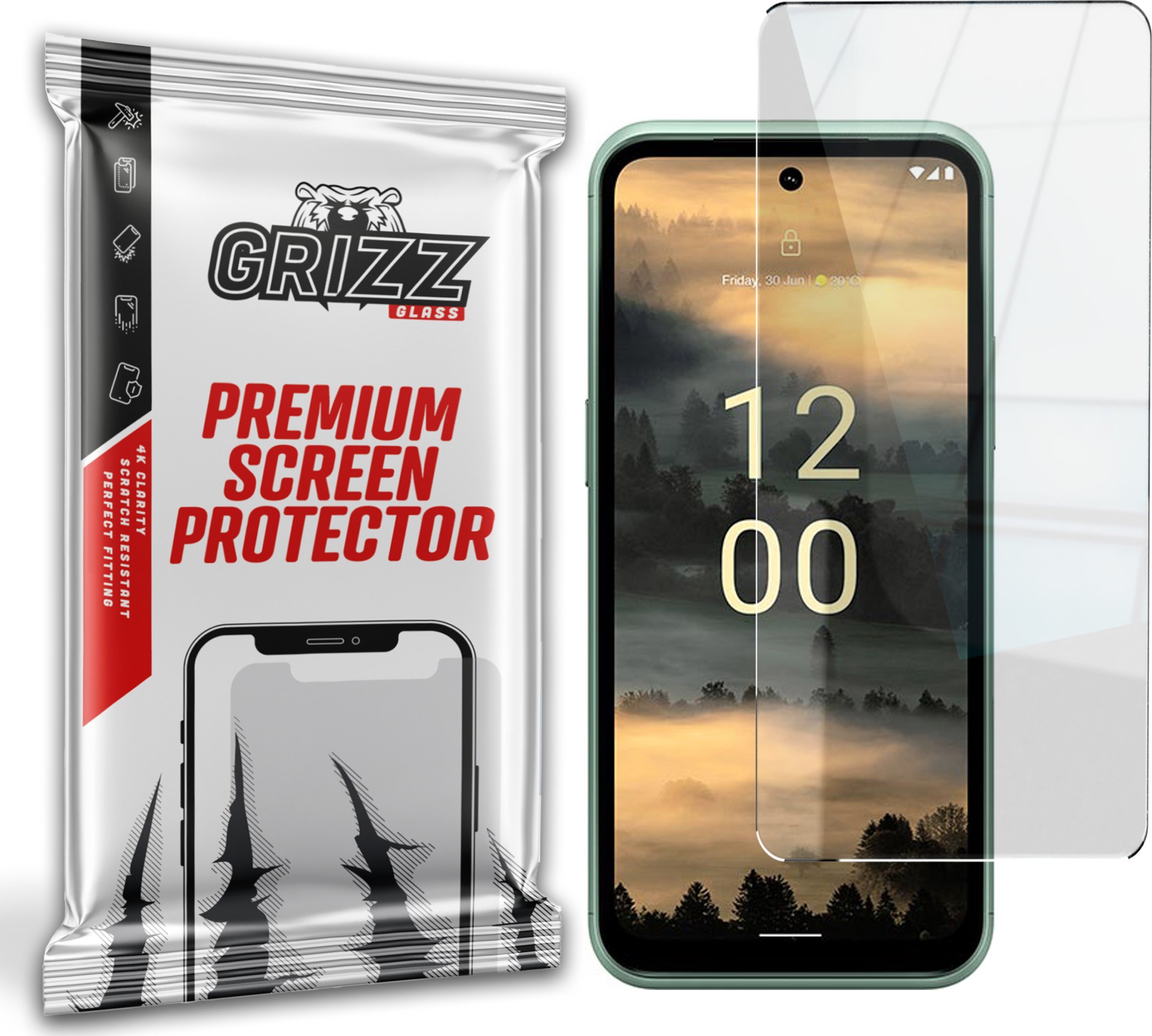 Xham mbrojtës hibrid GrizzGlass për Nokia XR21, rezistent ndaj gërvishtjeve, transparent