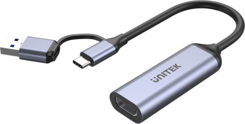Kарта за видео снимање Unitek, HDMI во USB C A, 4K во 1080p 60fps, црно сребрена