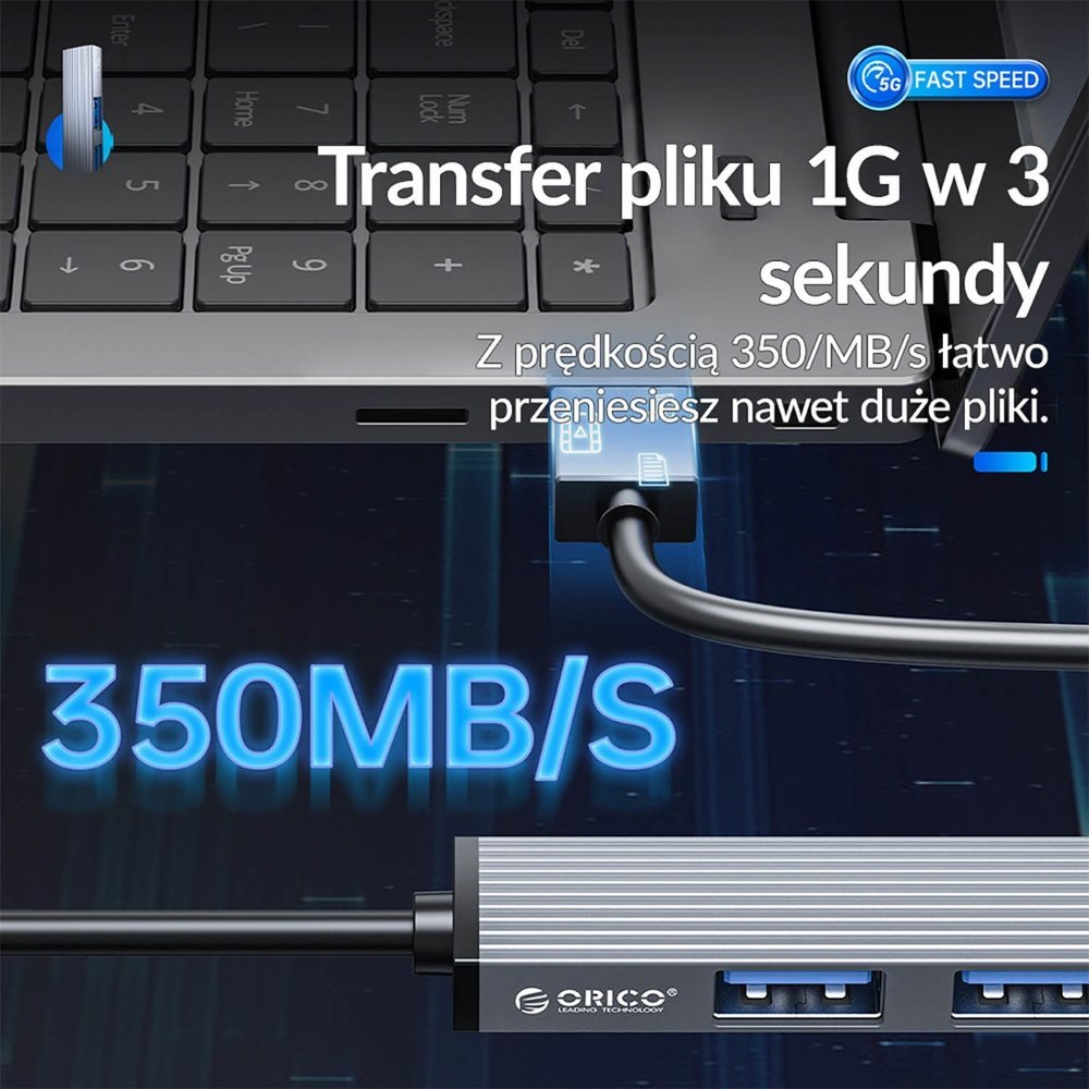 HUB USB Orico AH-A13-GY, 4 porta, USB 3.0 dhe 2.0, gri