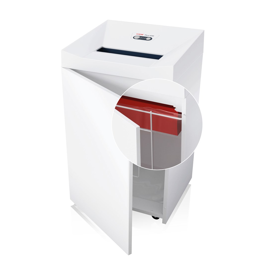 Shreder dokumentesh HSM Pure 630, 130L, prerje 3.9mm, i bardhë