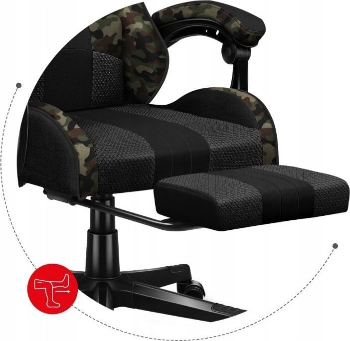 Karrige gaming Huzaro Force 4.7 Camo Mesh, ergonomike, me mbështetëse këmbësh, kamuflazh