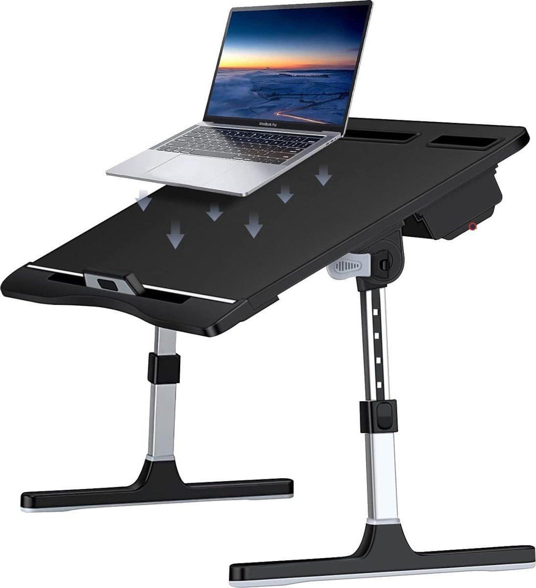 Tryezë e rregullueshme për laptop Mozos GAME-SL2, 60x40 cm, deri 17", e zezë