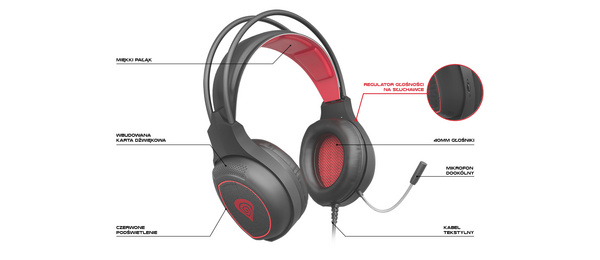 Kufje GENESIS Radon 300 7.1, USB, 2m, të zeza