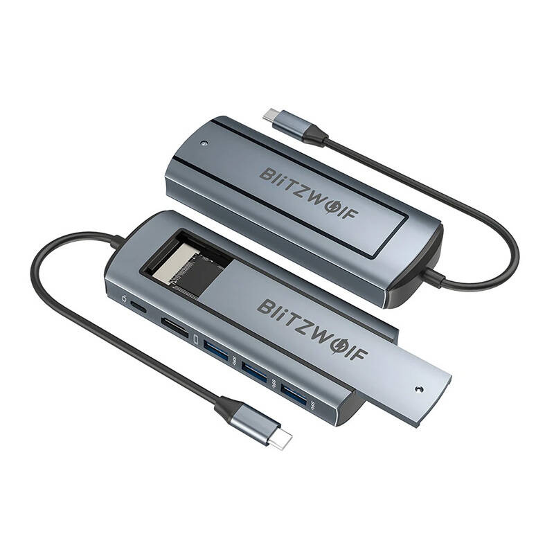 Adapter HUB USB C BlitzWolf BW Neo TH13, 6 në 1, 4K, 100W, argjendtë