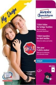 Fletë transferuese për tekstil Avery Zweckform, A4, për pëlhura me ngjyrë, 8 fleta transferi + 8 fleta silikoni