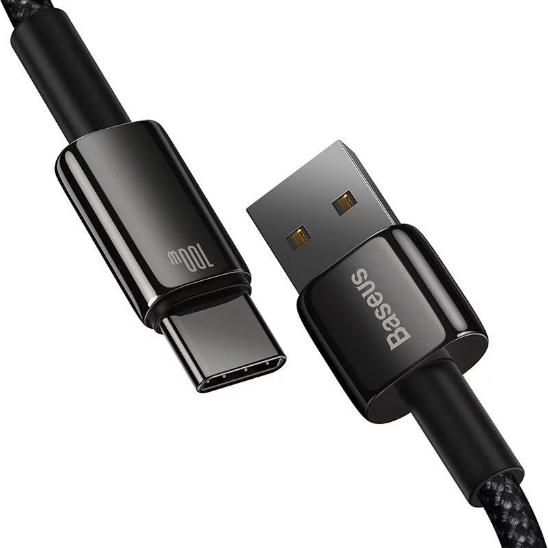 Kabllo karikimi Baseus Tungsten Gold, USB në USB C, 100W, 2m, gri