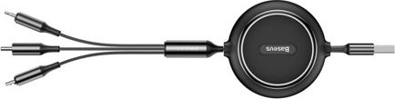 Kabllo USB Baseus 3 ne 1, USB A ne USB C microUSB Lightning, 1.2m, e zezë