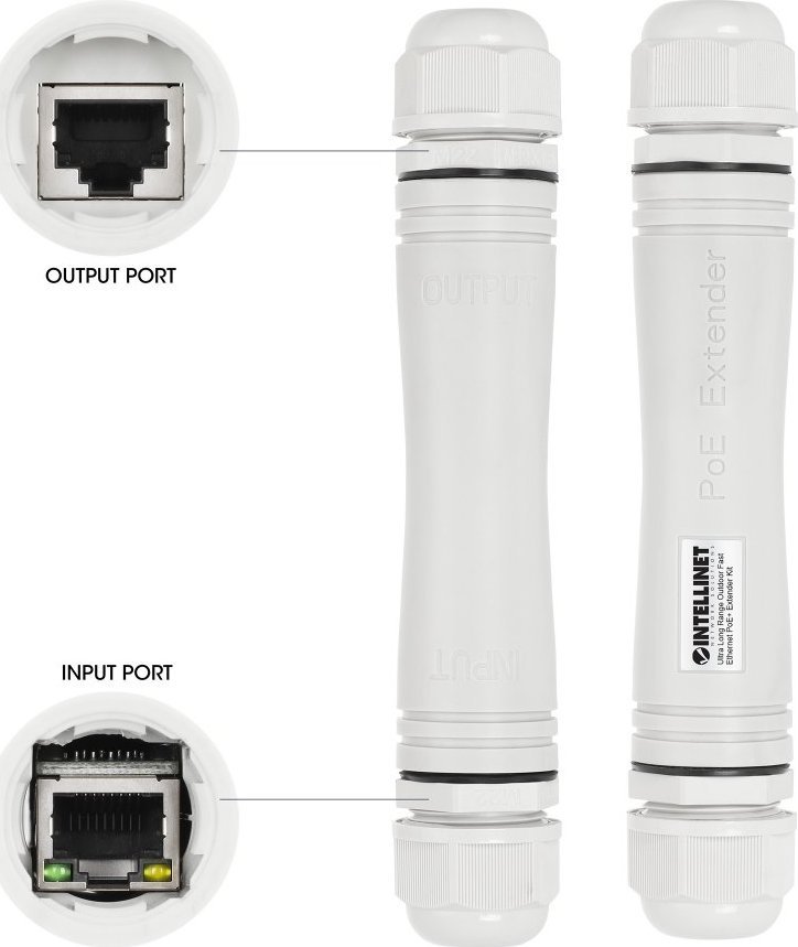 Kit zgjatës PoE+ Intellinet Ultra Long Range Outdoor Fast Ethernet, deri 1 km, IP67