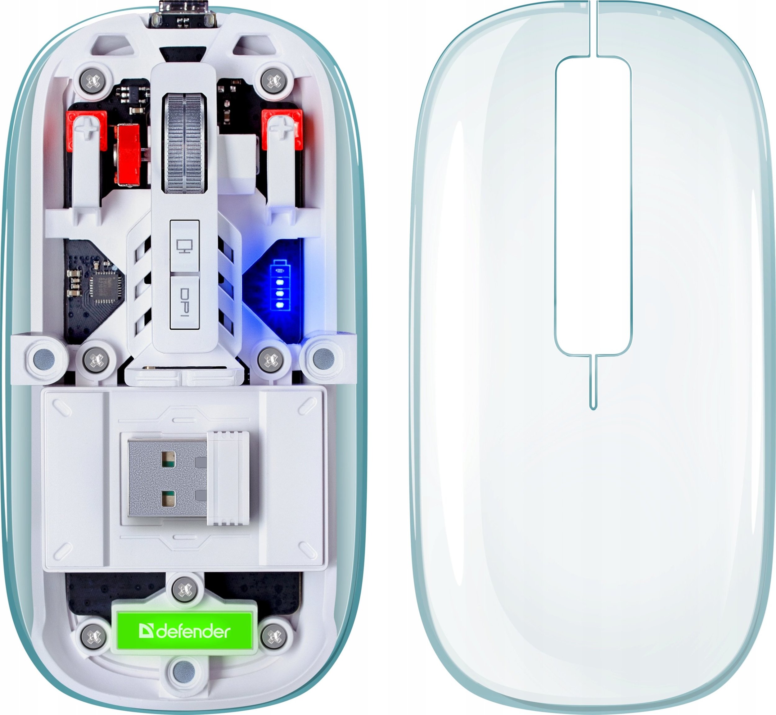 Maus Defender IXES MM-999, wireless RF dhe Bluetooth, RGB, transparent