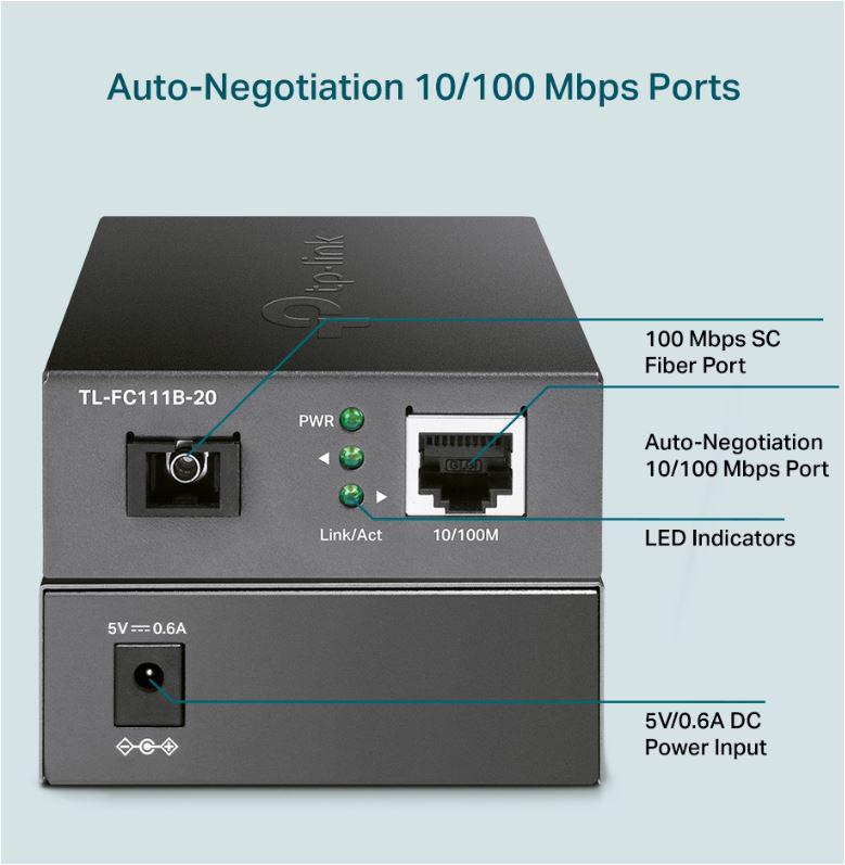 Konvertor mediash TP-Link TL-FC111B-20, 10/100 Mbps, WDM, i bardhë