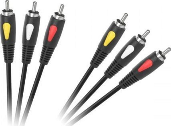 Kabëll audio video Cabletech Eco Line 3RCA në 3RCA, 3m, i zi