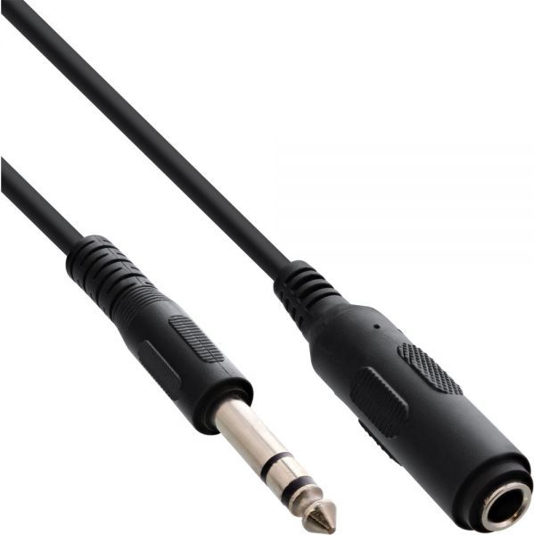 Kabllo zgjatuese audio InLine 99935A, Jack 6.3mm mashkull në 6.3mm femër, 5m, e zezë