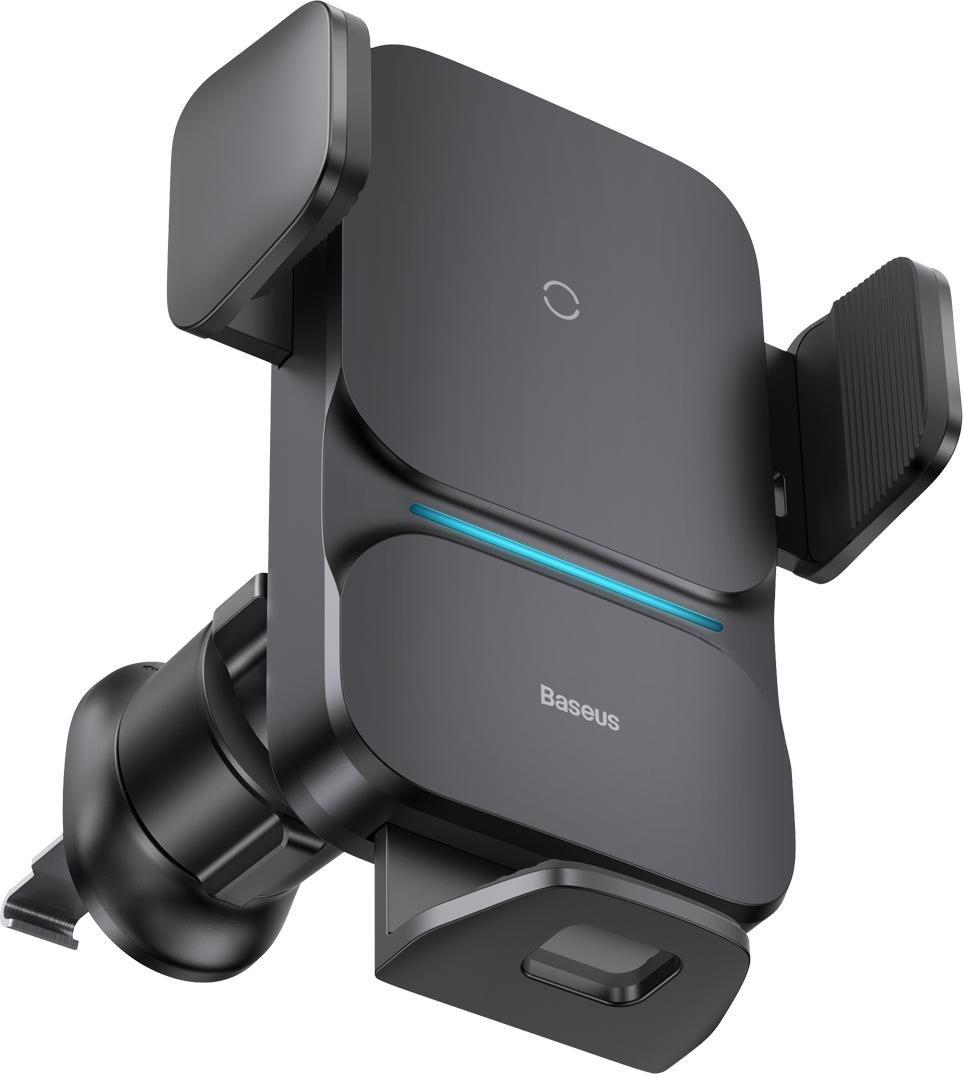 Mbajtëse telefoni për veturë Baseus Wisdom, karikues wireless 15W, montim në grilë, e zezë