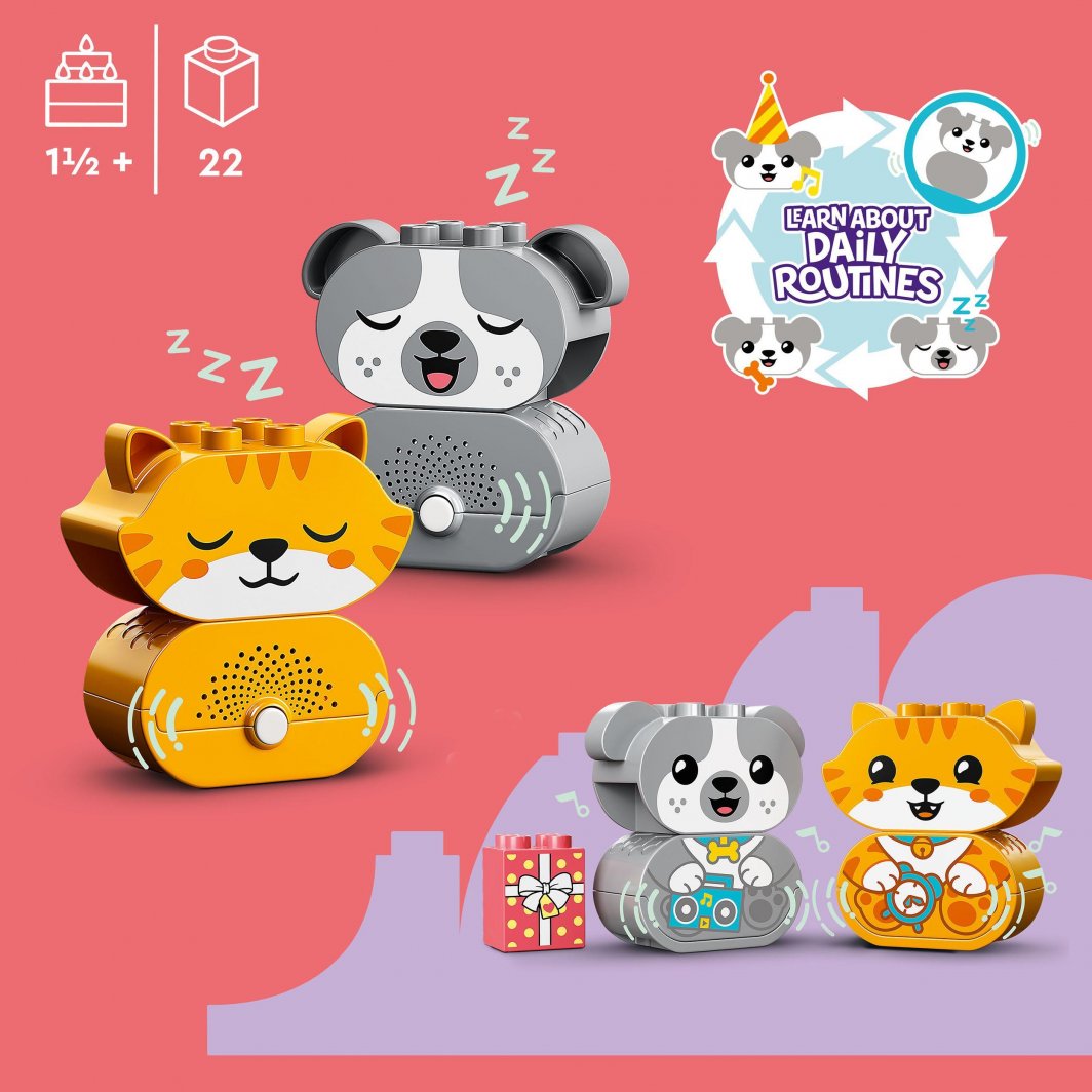 Set lodër LEGO® DUPLO® 10977 My first puppy and kitten making sounds, 22 pjesë