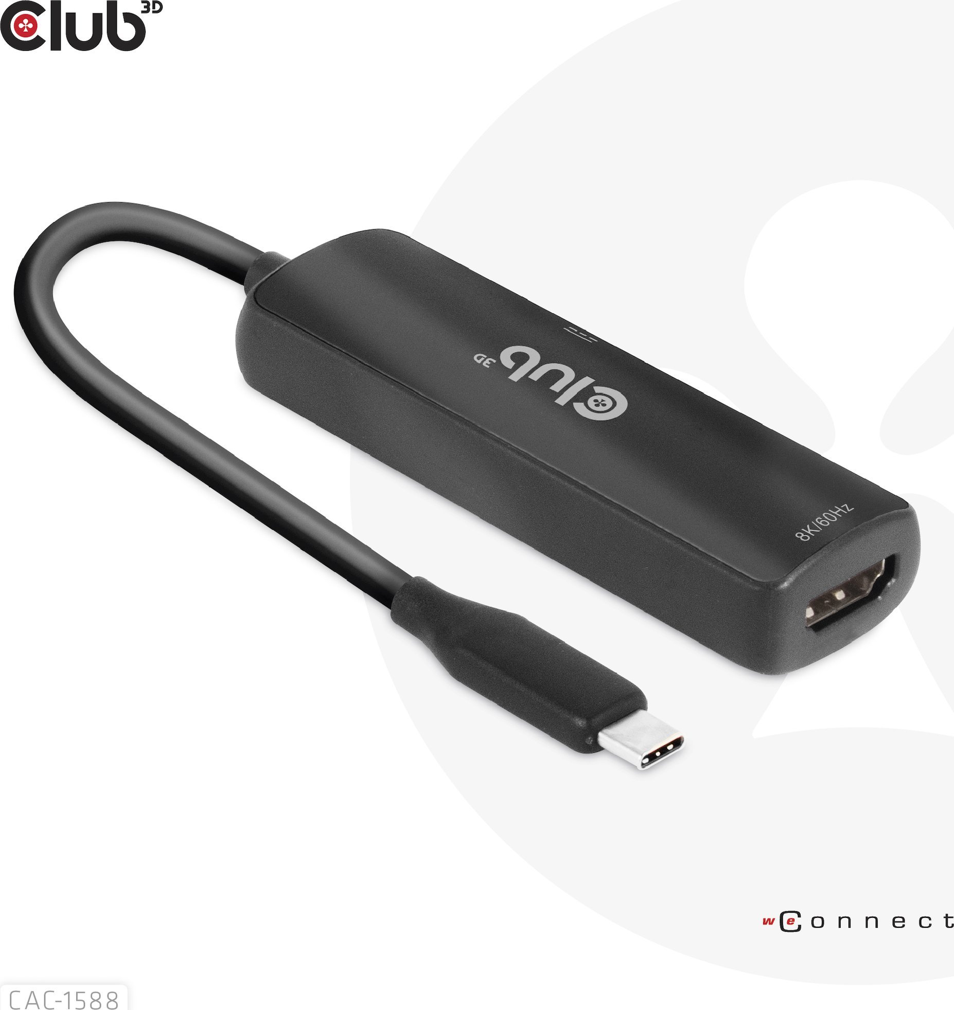 Adapter USB C në HDMI Club 3D CAC 1588, 8K 60Hz, 4K 120Hz, i zi