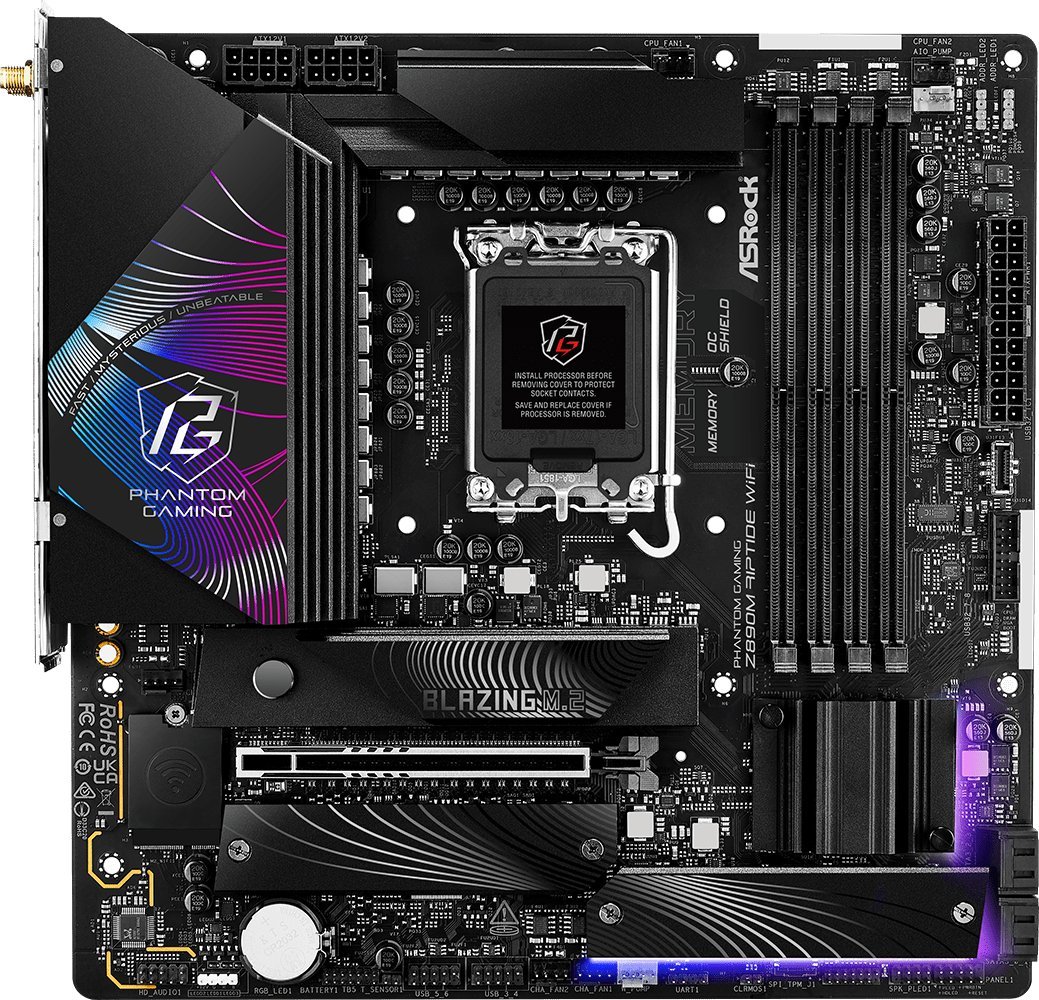 Pllakë amë ASRock Phantom Gaming Z890M Riptide WiFi, Intel Z890, DDR5, Micro ATX