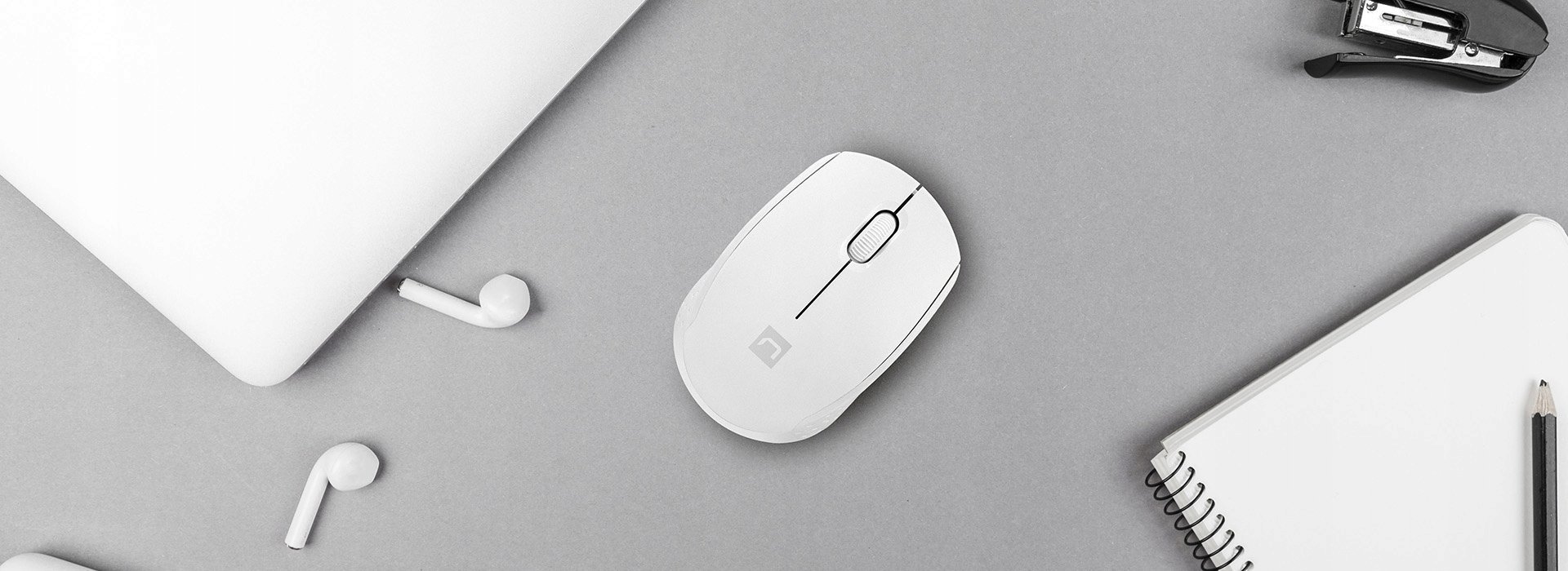 Mouse pa tela Natec Stork NMY-2188, 1600 DPI, 2.4 GHz, i bardhë