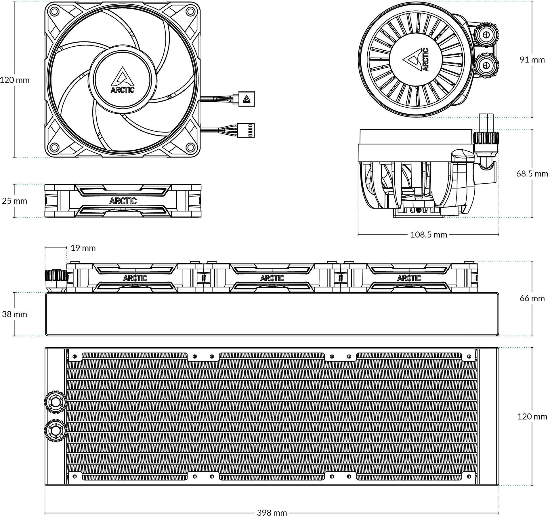 Ftohës Arctic Liquid Freezer III Pro 360 A-RGB, i zi