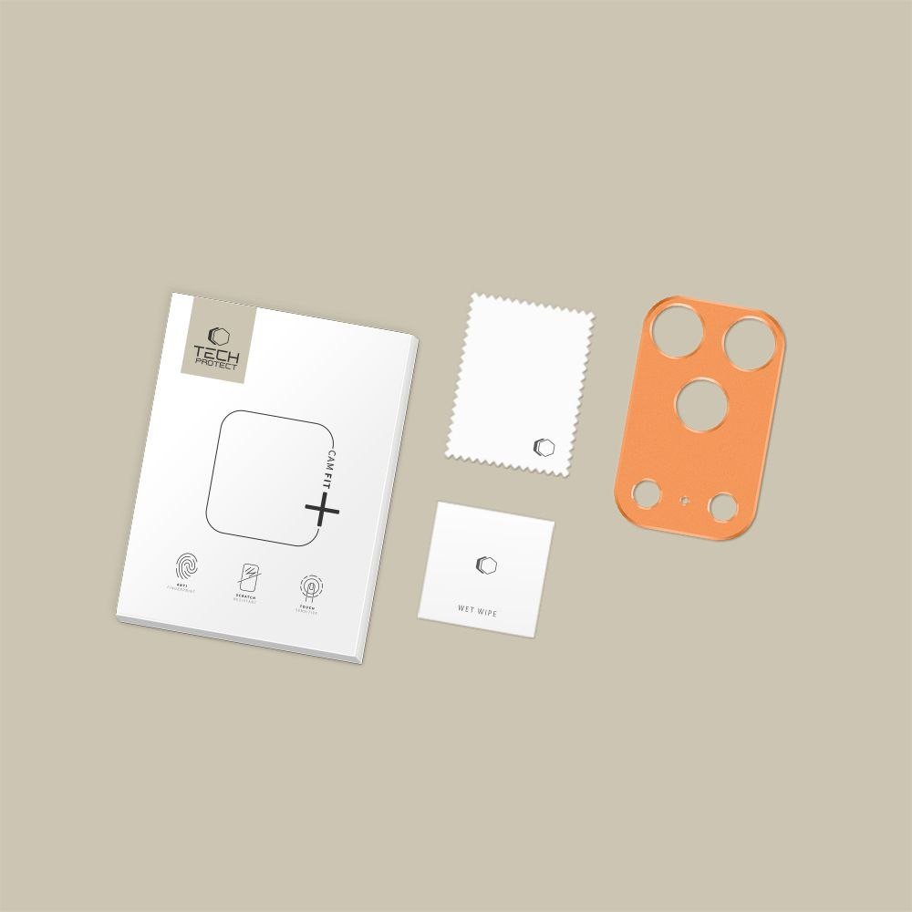 Mbrojtës kamerë Tech-Protect Camalloy Fit+ iPhone 17 Pro Max, aliazh alumini, Cosmic Orange
