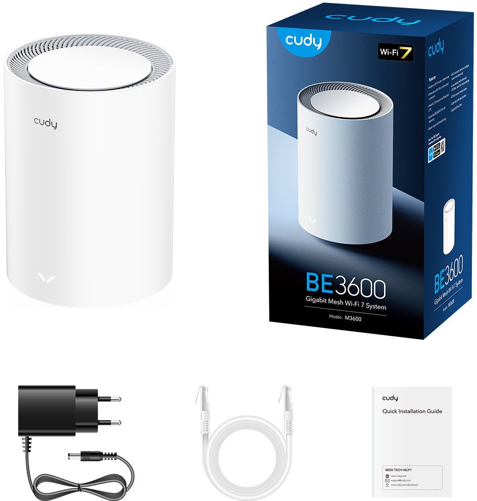 Sistem WiFi Mesh Cudy BE3600, WiFi 7 Dual Band, 3.6 Gbps, i bardhë