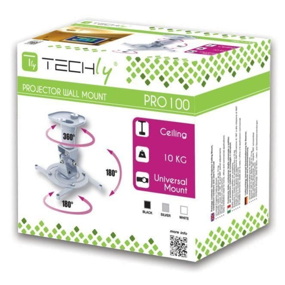 Mbajtëse projektori tavani Techly 022397, deri 10kg, e bardhë