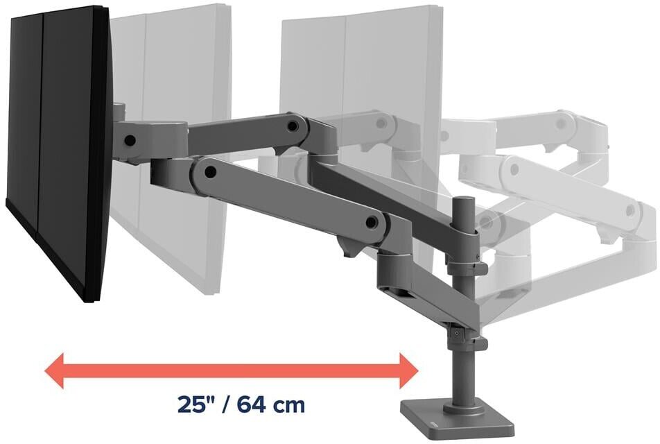 Mbajtëse monitori Ergotron LX Pro Series 45-710-293, deri 24", rregullim lartësie, argjend