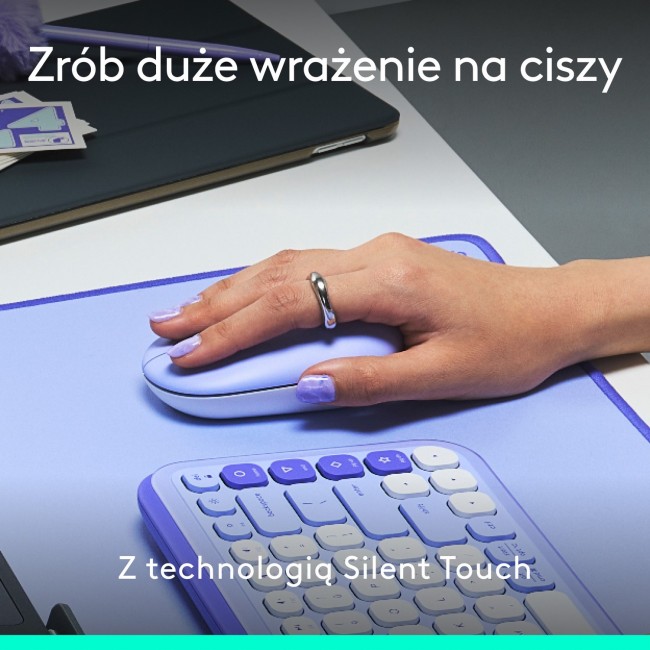 Maus wireless Logitech POP, buton emoji, SilentTouch, lejla