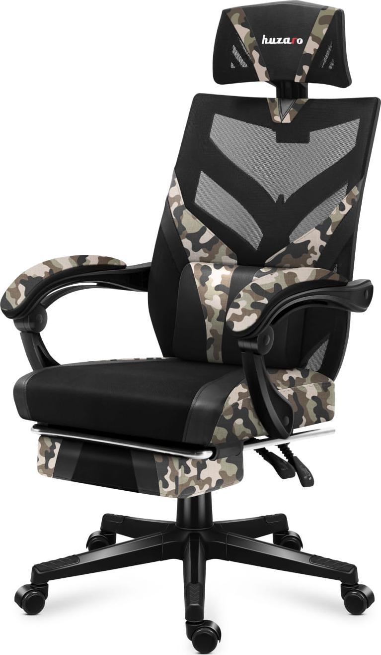 Karrige gaming Huzaro Combat 5.0 Camo, mekanizëm lëkundës, mbështetëse këmbësh, kamuflazh e zezë