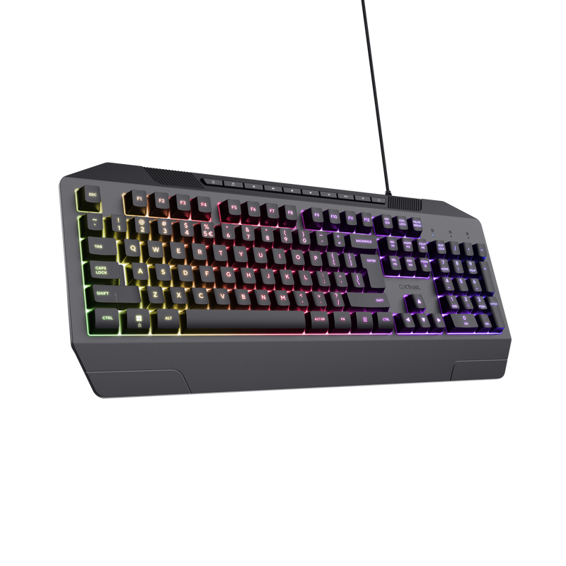 Tastierë gaming Trust GXT 836 Evocx, USB, ndriçim rainbow, e zezë