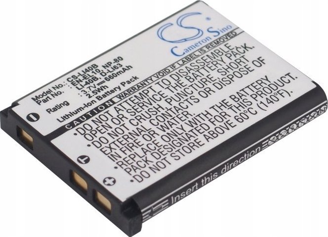 Bateri për aparat fotografik Cameron Sino CS-LI40B, 660mAh, Li-ion, e zezë