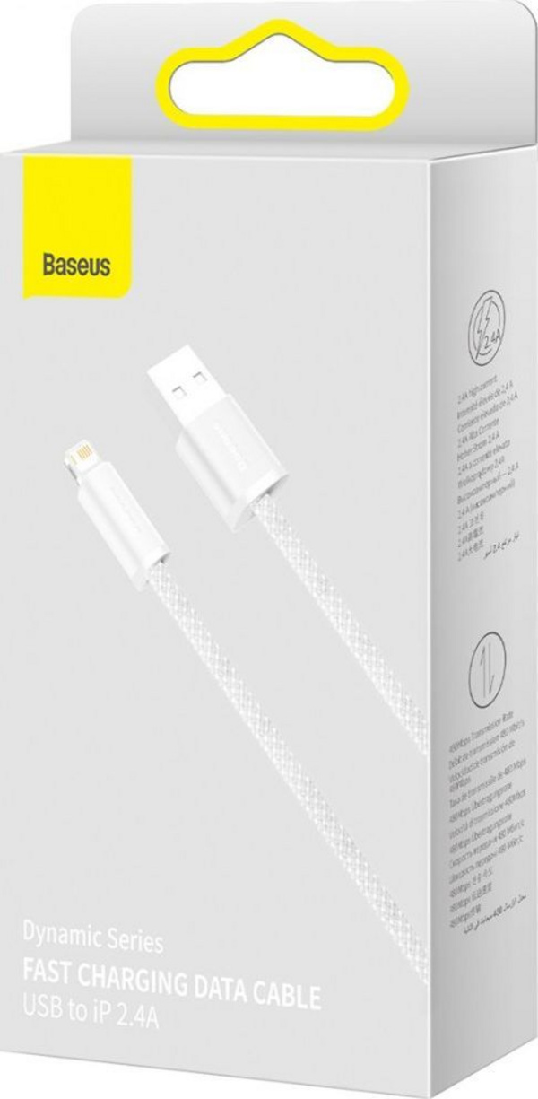 Kabllo karikimi Baseus BSU3009WHT, USB A në Lightning, 1 m, e bardhë