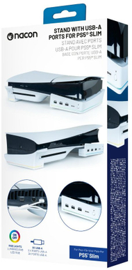 Bazë karikimi Nacon për PlayStation 5 Slim, me USB, ndriçim RGB, e zezë