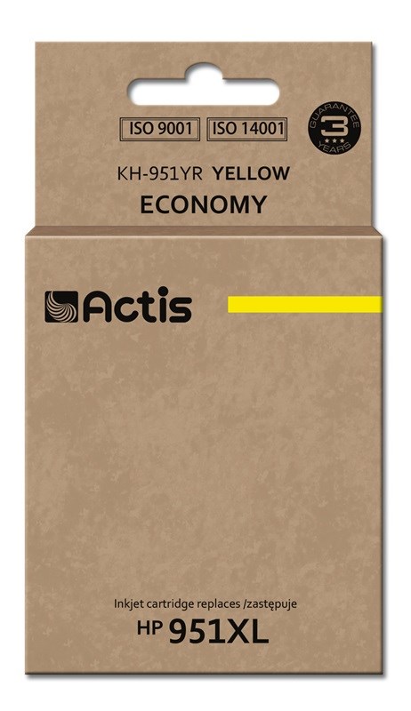 Ngjyrë për printer Actis KH-951YR (zëvendësim për HP 951XL CN048AE), 25 ml, e verdhë