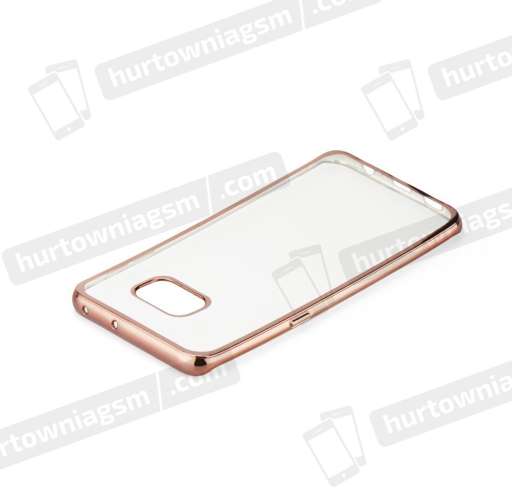 Këllëf telefoni Diamond për Samsung Galaxy A72 5G, silikoni transparent, buzë rozë metalike
