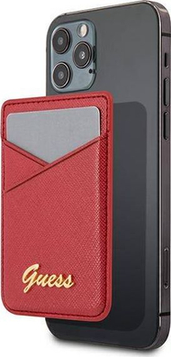 Portofol MagSafe Guess Card Pocket GUWMSSASLRE, koleksioni Saffiano, për karta, i kuq