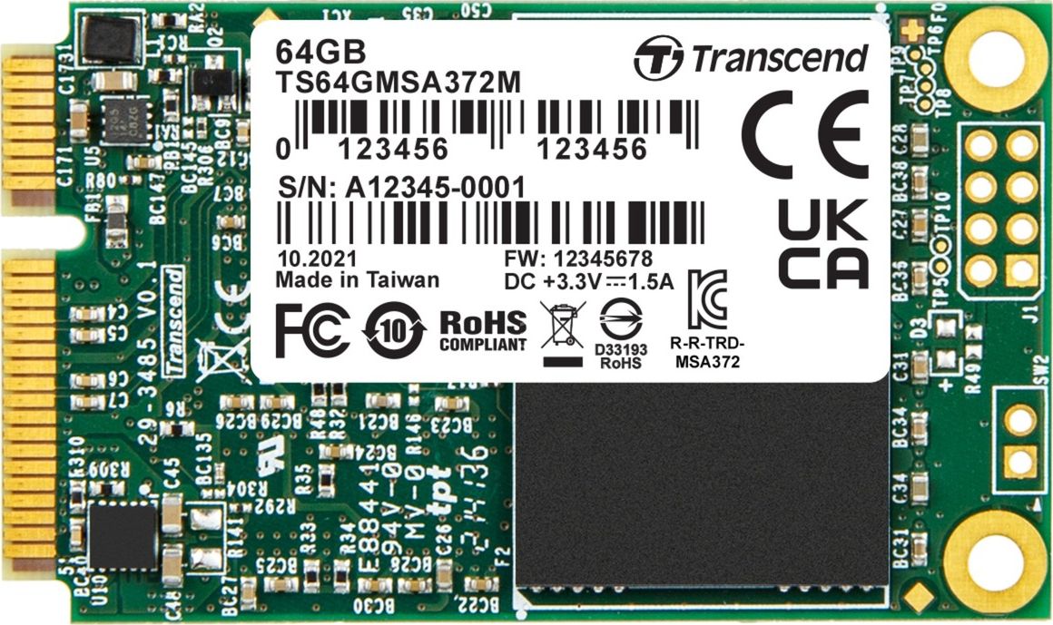 SSD mSATA Transcend MSA372M, 64GB, SATA III