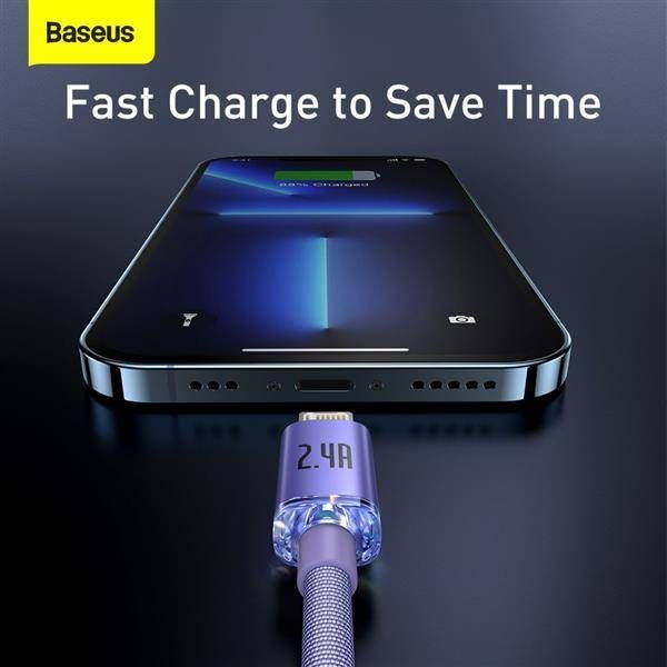 Kabëll Baseus USB-A kabllo USB - Lightning 1,2 m (6932172602703), e vjollcë