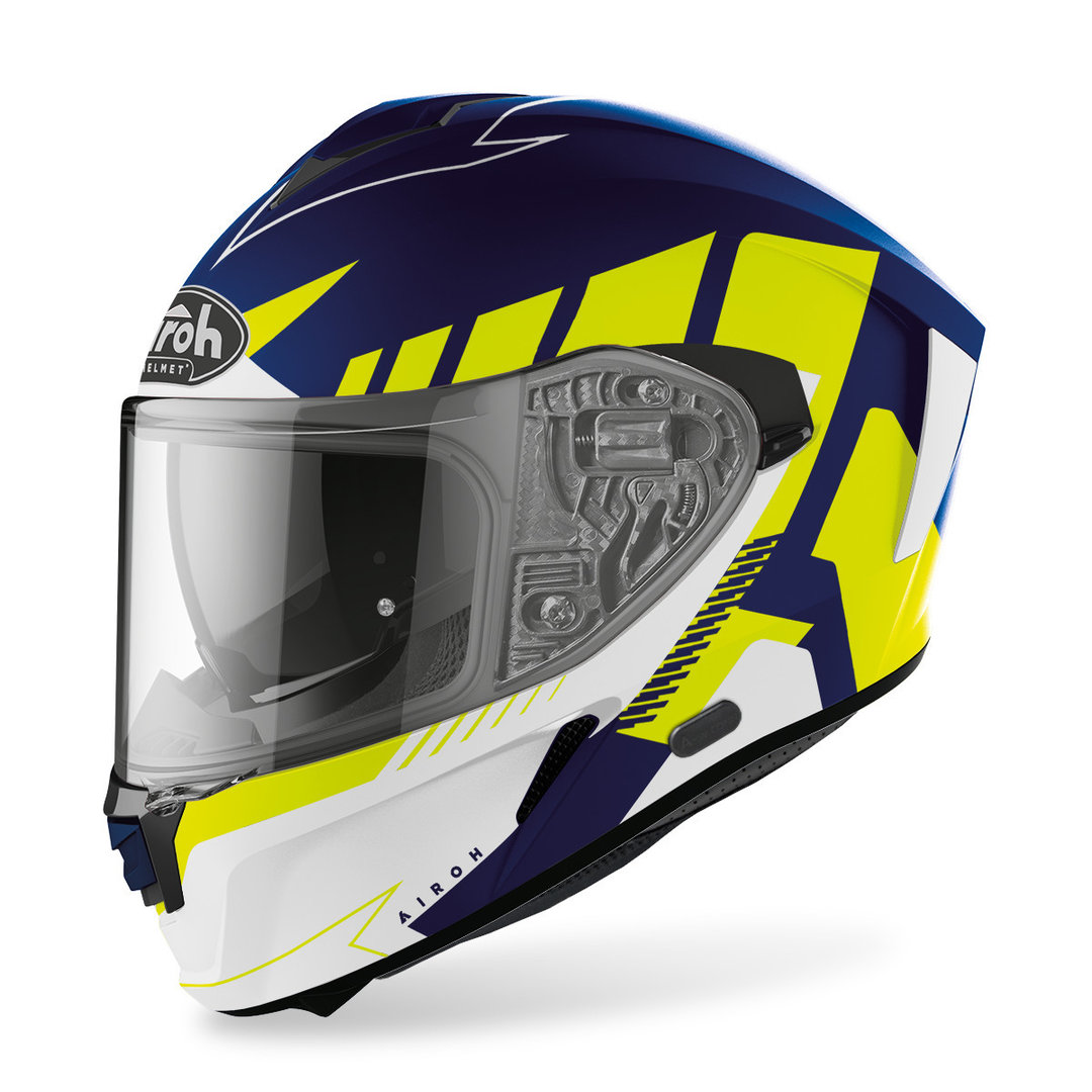 Helmetë integrale Airoh Spark Graphic Rise, termoplastike HRT, X-Large 61-62 cm, blu e verdhë mat