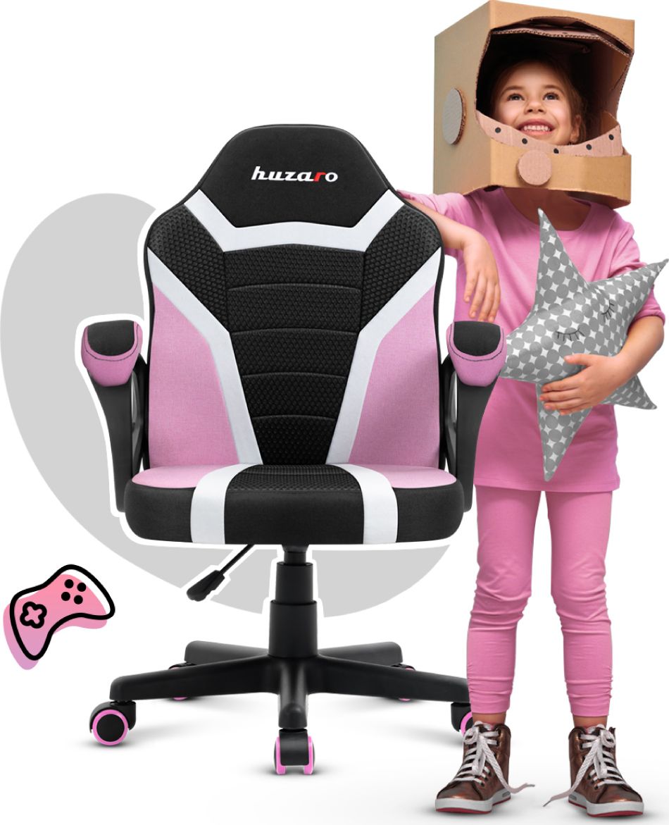 Karrige gaming për fëmijë Huzaro Ranger 1.0, rrjetë, rozë e zezë