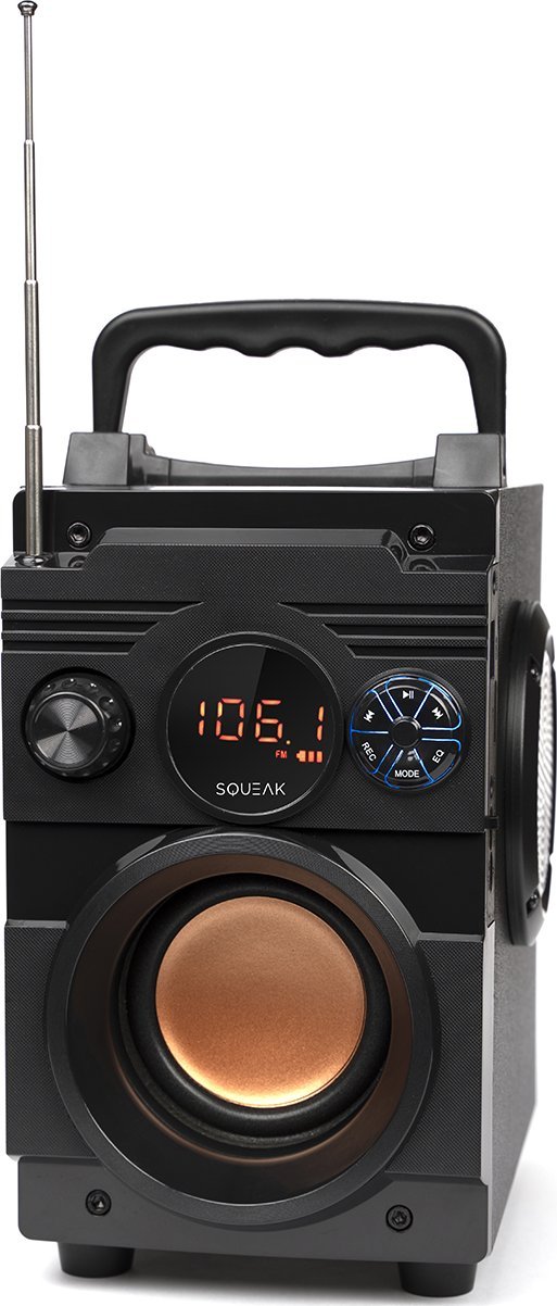 Bluetooth звучник Squeak BassBlaster SQ1001, мултифункционален, со FM радио, црн